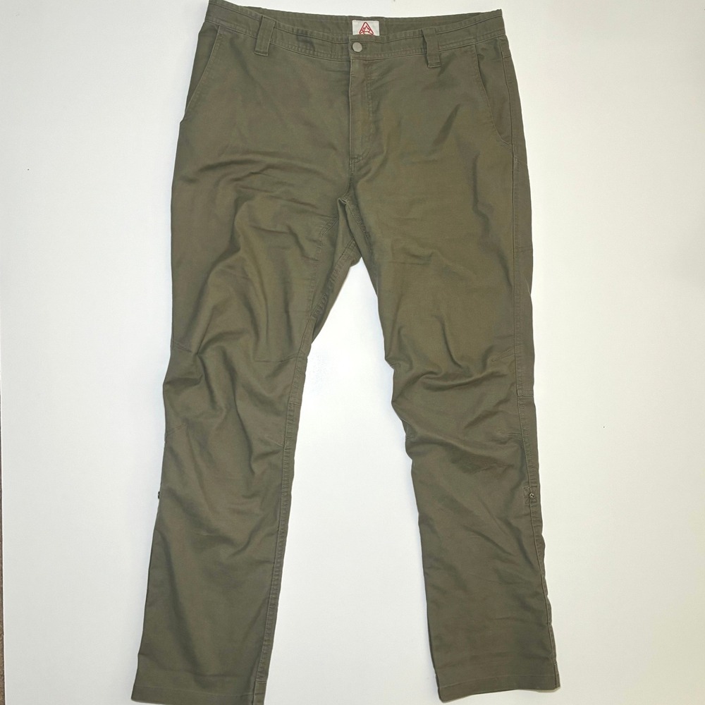 LIVSN Flex Canvas Pants V2 Mens 36x32 Olive Green Roll Up Leg Outdoor Durable